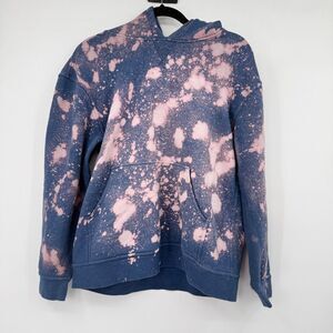 Bleach Dye Women's‎ M Kirkland Signature Blue Custom Dye Hoodie Soft Fleece